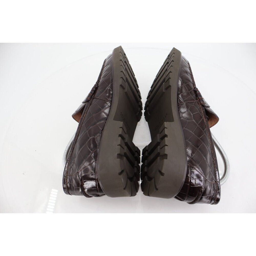 Cole Haan Geneva Platform Penny Loafers Croc Embossed Leather Womens 11 B Brown - Picture 8 of 13